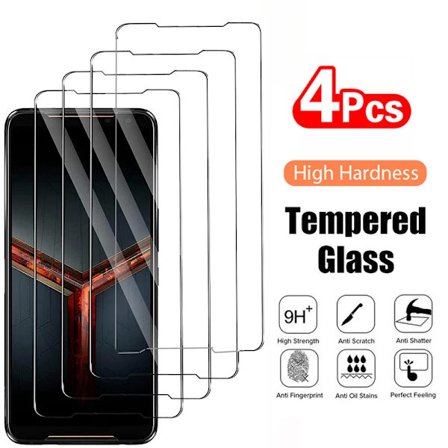 4PCS Härdat Glas För Asus ROG Phone 6 Pro Strix 2.5D 9H Skyddande Transparent Skärmskyddsfilm