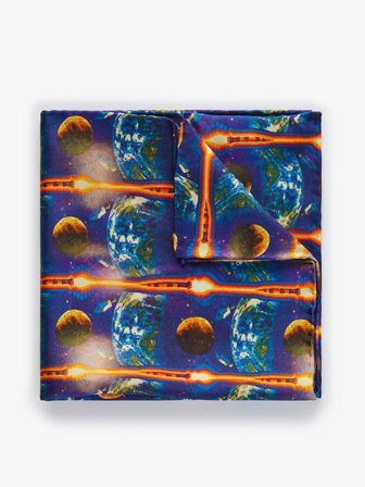 John Henric Men's Blaues Motiv Einstecktuch Size Onesize