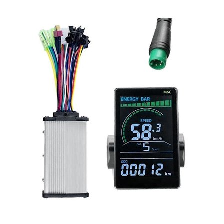 M6C Sähköpyörän LCD-näyttö + 36V 350W Siniaalto-ohjain Sähköskootterin LCD-paneelin värinäyttö U:lla
