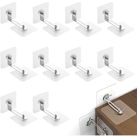 10 st möbelväggförankringar, självhäftande utan borr, säkra bokhylla byrå hylla (7 cm)