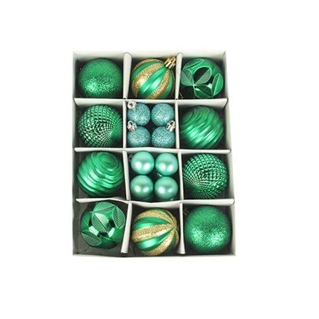 Juletræskugler, 25 grønne julekugler, gavesæt