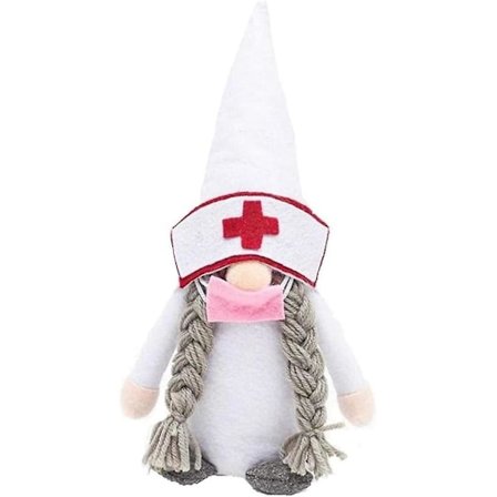 Dukke Julemandsnisse Doktor Sygeplejerske Ansigtsløs Julemand Julepynt Hvid Kontorgave Festgave (hvid) (1stk)