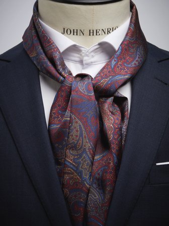 John Henric Herr Vinröd Sidenscarf Paisley Storlek Onesize