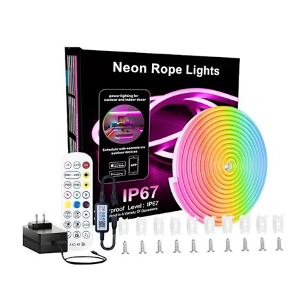 INF 20M RGBIC Neon LED Strip Lys - Bluetooth & 2.4G Fjernbetjening, IP67 Vandtæt