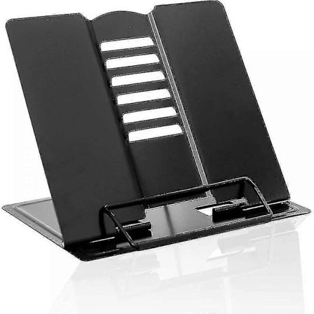 Metal skridsikker læsestativ, 6 slags vinkler kan justeres og sammenklappeligt bogholder, læsestativ til bøger (sort) [DB]