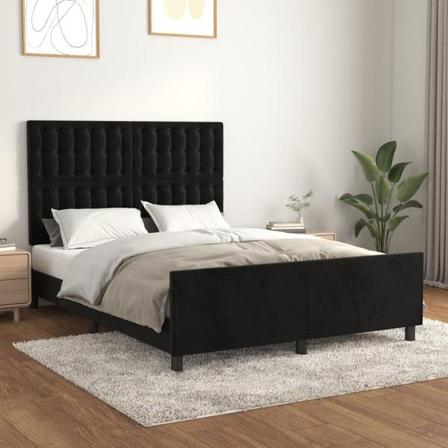 Vidaxl Sängram Med Huvudgavel Svart 140x190 Cm Sammet Svart
