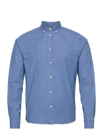 Harper Reg Chambray Shirt Skjorte Uformell Blå Les Deux*Betinget Tilbud