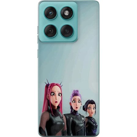 Kompatibel Mobilcover til Motorola Motorola Edge 60 Fusion Tre animerede kvinder med farverigt hår i futuristisk stil og overraskede udtryk