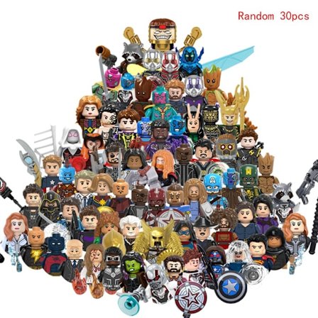 MOC Mini Anime Actionfigurer Marvel Superhjälte Stora karaktärer Byggstenar Klossar DIY Hot Toys för BARN Födelsedagspresenter