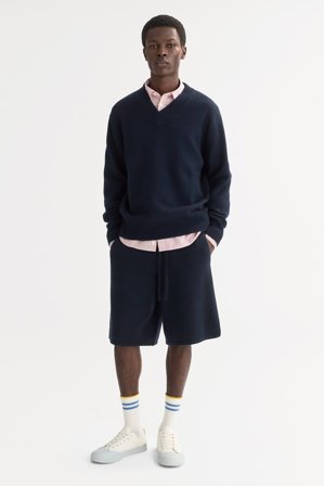 Soft Goat - Men's V-neck - Men cashmere sweater - L - Navy