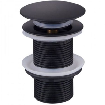 Svart vaskpropp uten overløp - universell svart pop-up vaskpropp - avløpsplugg uten overløp