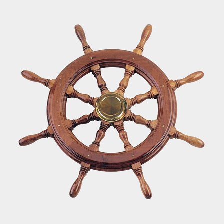 Roda de leme de espigão Savoretti, mogno, Ø600 mm, com cubo, compatível com eixo de leme 3/4" (19 mm), castanha