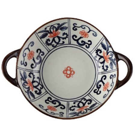 Suppeskål med doble ører, keramisk husholdningsskål med uregelmessig form, husholdningssalatnudler grillet skål