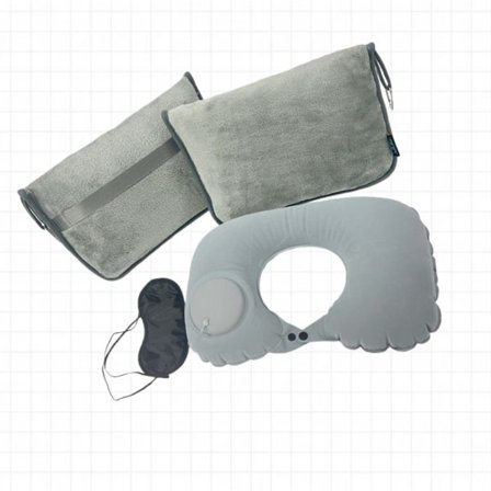 Vikbar Resefiltset med Uppblåsbar Kudde & Ögonmask - Optimal Komfort På Språng