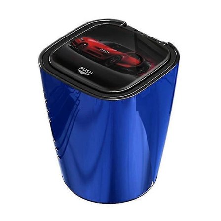 Bærbar askebæger til bil, lugttæt med låg, blå LED-lampe, skraldespand