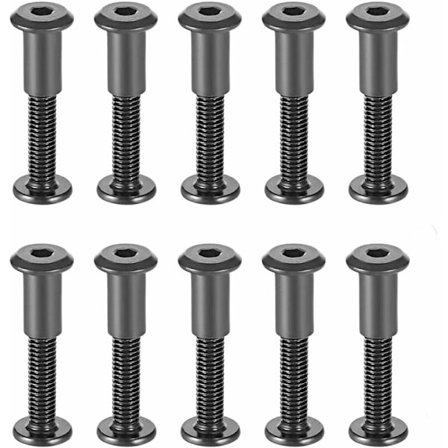 M6 x 35mm Kiinnityspultit Sopivilla Muttereilla Holkkimutteri Pyöreällä Kuusikulmaisella Reikäpäällä Musta Hiiliteräs Sopii Nahkalaukkuun Tai Vyöhön, 