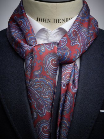 John Henric Men's Roter Schal aus Wolle & Seide Size Onesize