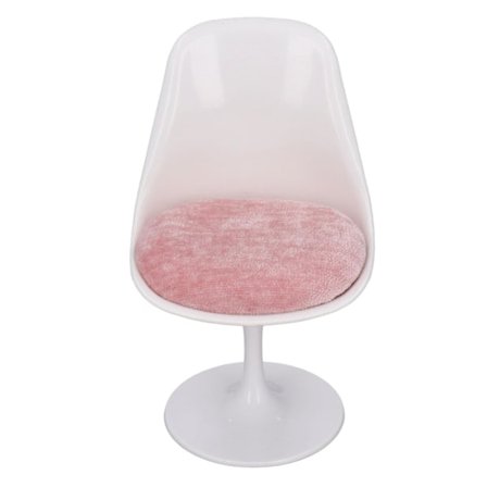 Dukkehus Kontorstol ABS Hvid Pink Runde Fødder Casual Drejelig Stol til 1:6 Dukkehus Uden Armlæn