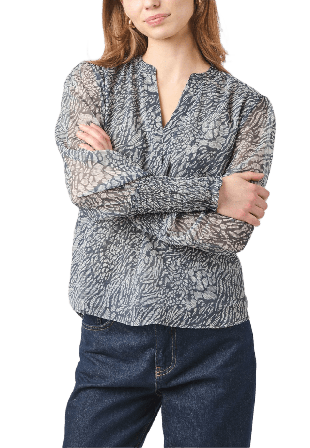 Neo Noir Landa Print Fusion Blouse Blusar Dam Blå 34