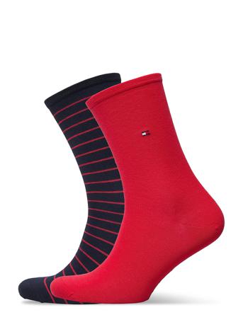 Th Women Sock 2P Small Stripe Lingerie Socks Regular Socks Rød Tommy Hilfiger