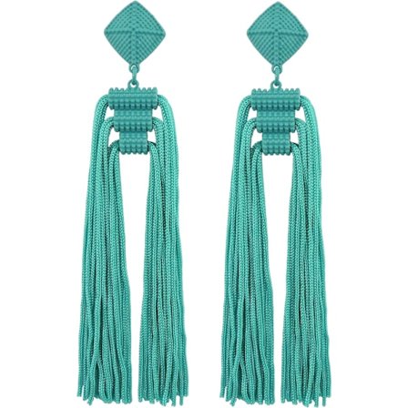 (Grønn+Gul) Frynser Henger Øredobber for Kvinner