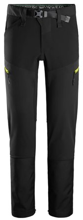 Snickers Workwear 6948-0467 FlexiWork Arbetsbyxa stretch. softshell, svart/gul 150, Kläder