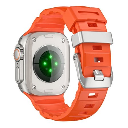 Fluorubber Band Apple Watch Series 49mm - 45mm - 44mm - 42mm kellon hihnat - Oranssi / Hopea Solki