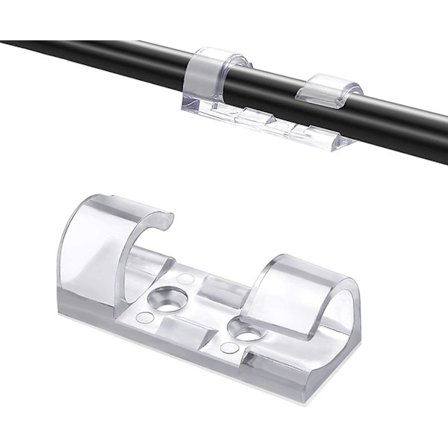 Kabelklemmer [16 stk. (gennemsigtig, L)], kabelorganisationsklemmer, selvklæbende kabelklemmer til organisering af kabler og ledninger i hjemmet eller