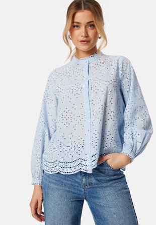 SELECTED Slftatiana L/S Embr Shirt Cashmere Blue Klær