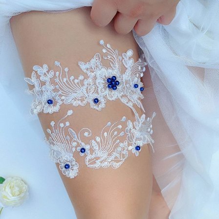 Sither Blonde Blonde Strømper Sæt Bryllup Brud Strømper Brud Benbånd Stor Blomst