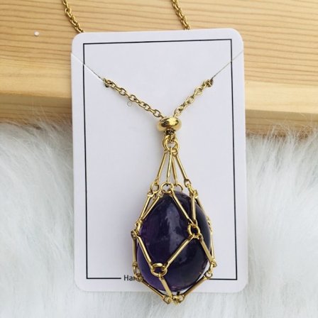 Krystallholder Bur Halskjede Krystallnett Metall Halskjede GULL Gull