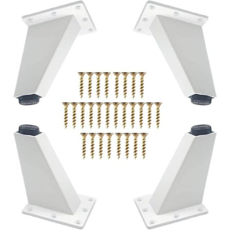 Aluminiums møbelben 80mm Hvit - 4 stk med skruer, kompatibel med skap sofa kommode bord