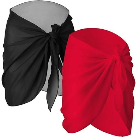 2 stk. Sort+Rød Sarong Dame Badetøj Badetøj Wrap Badetøj S