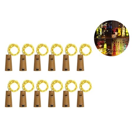 12 stk. flaske lys, 4 farver, vinflaske hætte lys, 2m 20 LED streng lys, Halloween lys festlige julelys vinflaske lys