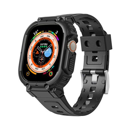 Kompatibel med Apple Watch Band 49mm med stötfångarskydd, robusta band för Apple Watch Ultra, sportmilitära skyddande fodral fallskydd