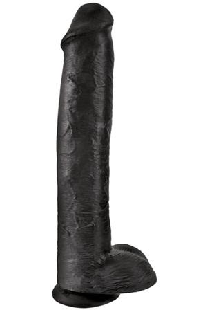 Pipedream King Cock With Balls Black 38 cm XL dildo - Blushme.se