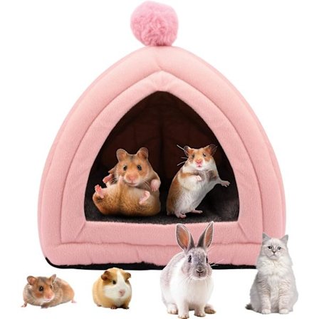 Litet djur vinterhus, husdjurstält grotta säng för katter/små hundar, marsvinssäng, kattsäng hus, kaninsäng varm marsvins grotta säng med avtagbar