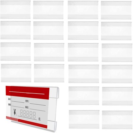 20 stk gjennomsiktig etikettholder, selvklebende etikettholder, etikettholder