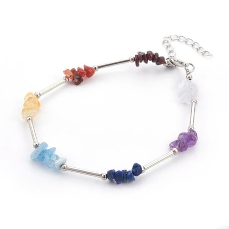 Handgjord Silverpläterad Vristlänk med natur Stenar