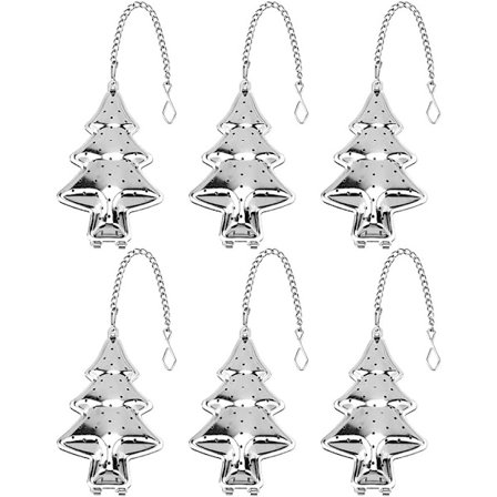 6 stk. løs te-sil i form av juletre i rustfritt stål
