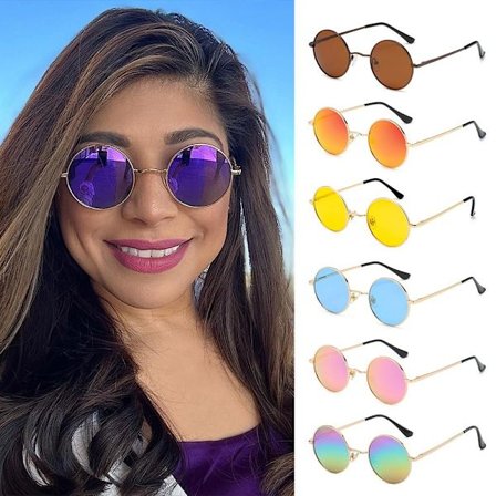 Retro polariserade runda solglasögon Kvinnor Män Hippie Circle Solglasögon