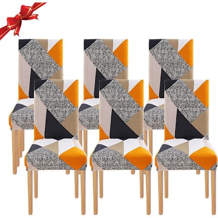 6 stk. strækbare stolbetræk, universelle, vaskbare, nemme at rengøre