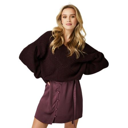 Freebird trui Naava-V Wine , Rood , Dames , Maat: XS