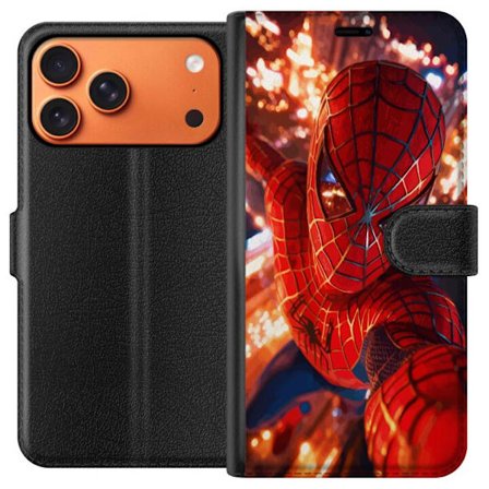 Kompatibel Tegnebogsetui til Apple Apple iPhone 17 Pro Max Spider Man i intens action med funklende lys og dynamisk perspektiv i filmisk superheltesti