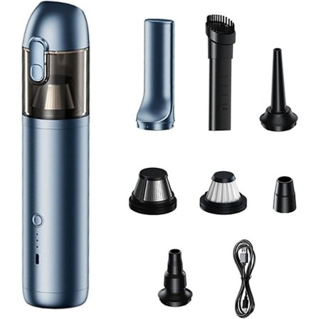 Blå Mini Bil Støvsuger Trådløs Håndholdt Støvsuger 16000 Pa Kraftig 6000 mAh Lang Batterilevetid Lavt Støynivå for Bil Hjem og Reise