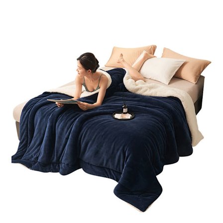 Dobbeltlags fortykket lammefløyelsteppe, ensfarget kompositt melkefløyelsteppe, flanell enkelt- og dobbeltsengteppe, 1 stk