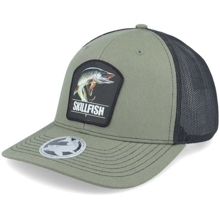 Skillfish - Grønn trucker Caps - Muskellunge Muskie 112 Split Loden/Black Trucker @ Hatstore