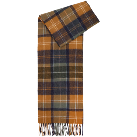 Barbour Brack Patchwork Tartan Scarf Forest/Bronze Brown