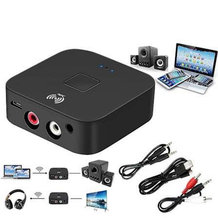 Bluetooth-bil Bluetooth-mottagare trådlös 3,5 mm jack Aux Nfc till 2 Rca-ljudadapter