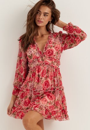 VILA - Viemsa L/S SHORT DRESS - Dubarry AOP:Flowers